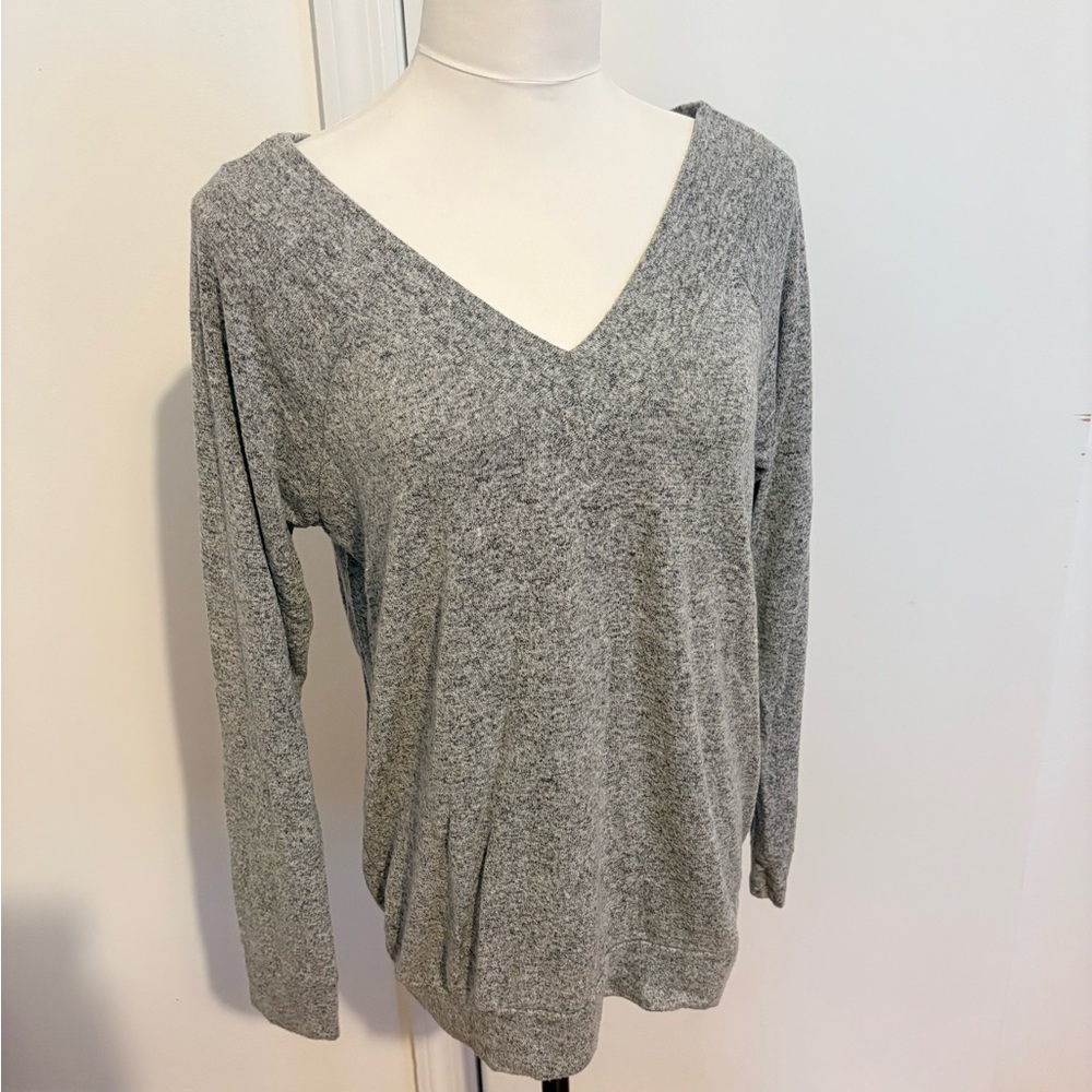 Cozy Gray V-Neck Lightweight Sweater